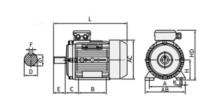 Motor elétrico assíncrono de quatro polos 50Hz 60Hz à prova d'água 0,09kw 0,12Hp 380V 1500RPM trifásico fechado 220V Ac 10